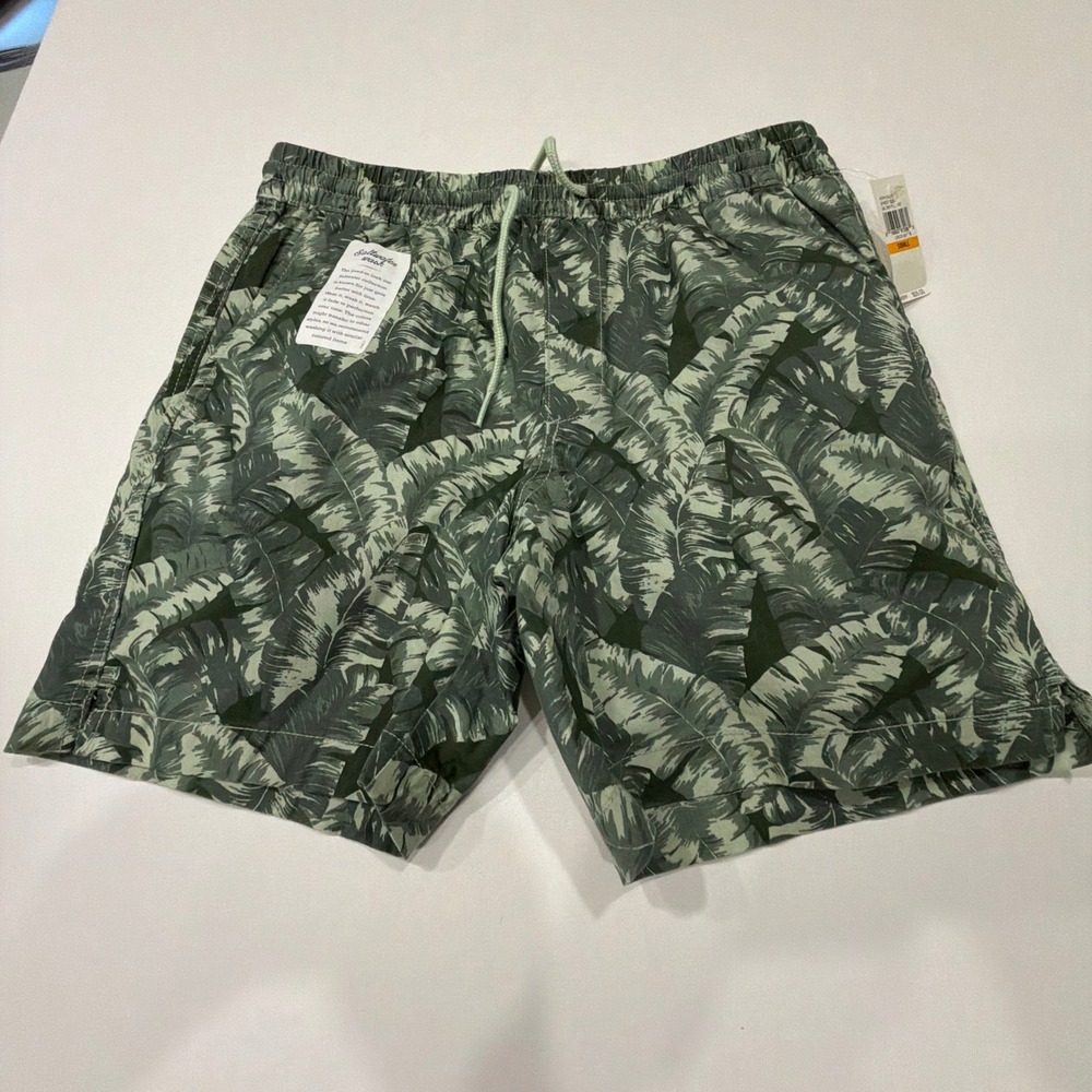 NWT IZOD Saltwater Men's Small Palm Leaf Pull-On Shorts 7" Inseam Resort